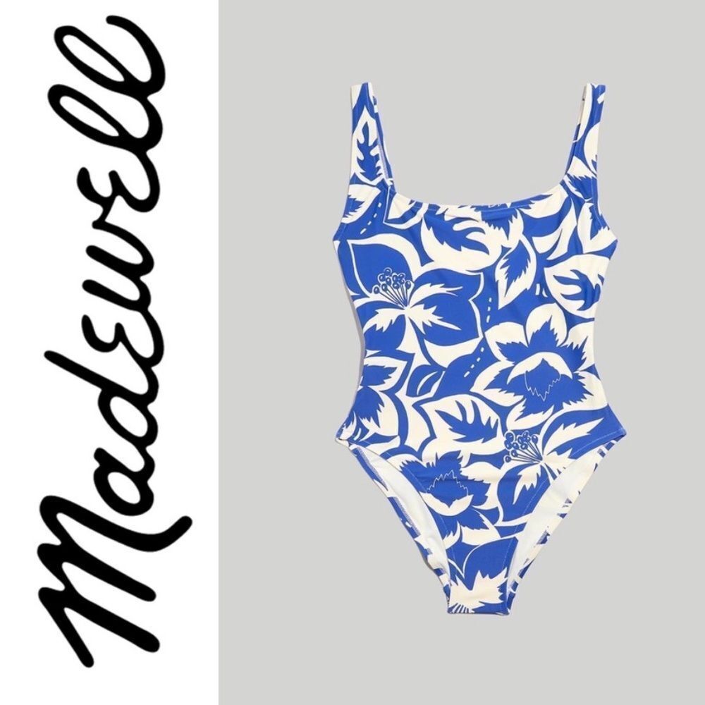 Madewell Second Wave Square-Neck One-Piece Swimsuit in Tropicale Floral Large